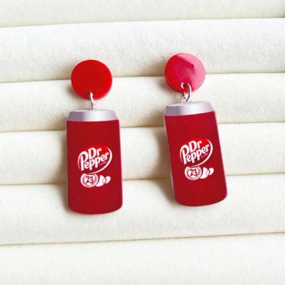 Dr Pepper Red Earrings